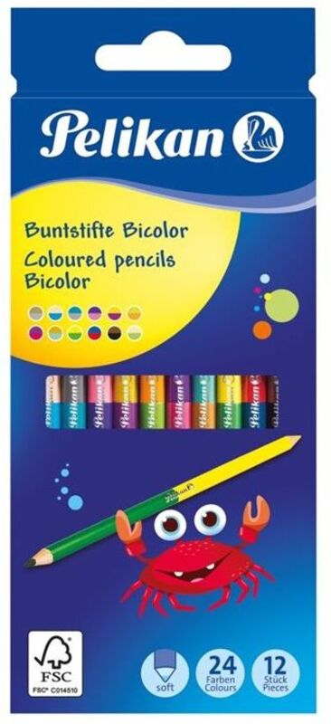 Pelikan Ξυλομπογιές Bicolor BSD 24 Χρώματα-12Τμχ (700146)