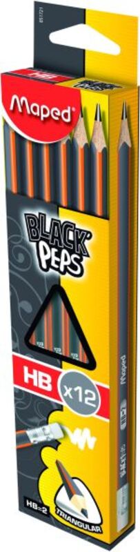 Maped Μολύβι Black Peps Με Γόμα ΗΒ 12Τμχ (851721)