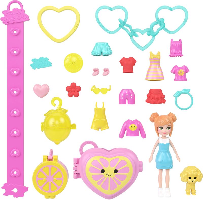 Polly Pocket Polly Κούκλα Με Αξεσουάρ & Μπρελόκ Μεγάλο Pack-3 Σχέδια (JKR51)