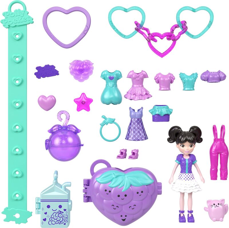 Polly Pocket Polly Κούκλα Με Αξεσουάρ & Μπρελόκ Μεγάλο Pack-3 Σχέδια (JKR51) - φωτογραφία 5