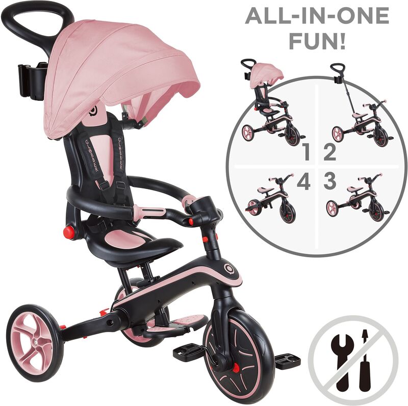 Globber Τρίκυκλο Trike Explorer Foldable 4 In 1 Pastel Pink (732-210) φωτογραφία