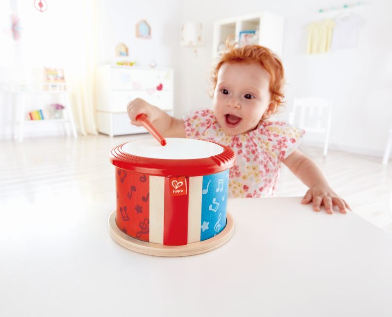 Hape Early Melodies Ξύλινο Τύμπανο Double-Sided Drum (E0608) - φωτογραφία 5