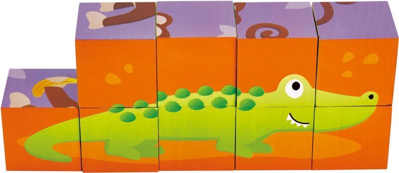 Hape Happy Puzzles Ξύλινο Παζλ Κύβοι Ζωάκια Ζούγκλας-9Τμχ (E1619A) - φωτογραφία 2