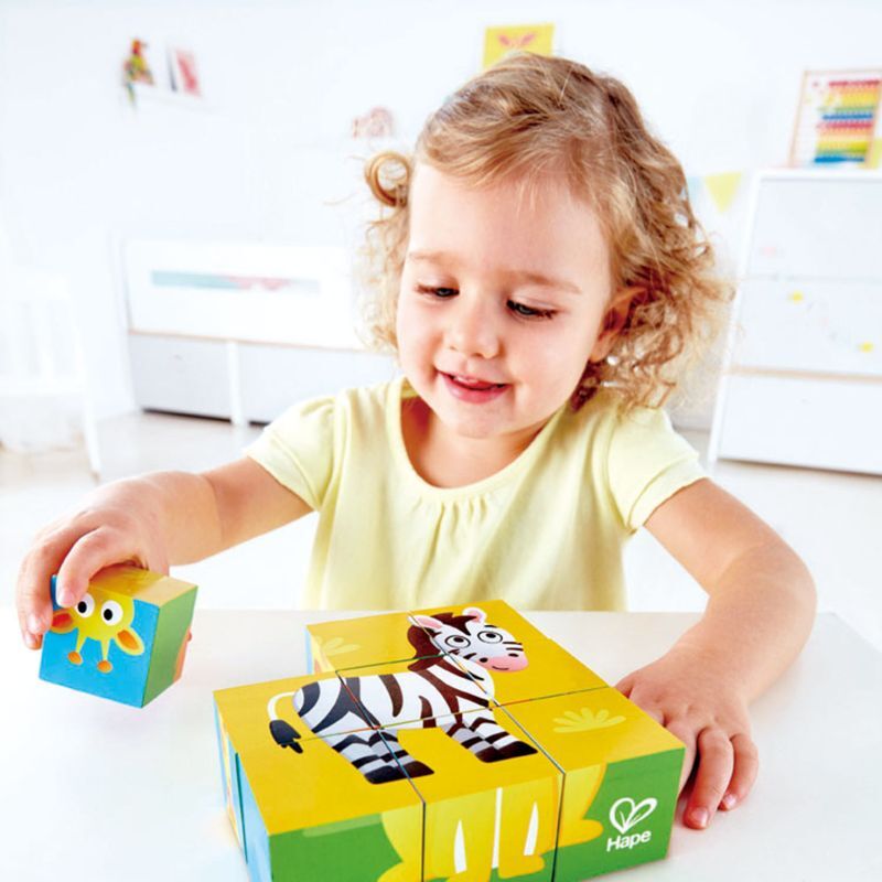 Hape Happy Puzzles Ξύλινο Παζλ Κύβοι Ζωάκια Ζούγκλας-9Τμχ (E1619A) - φωτογραφία 3