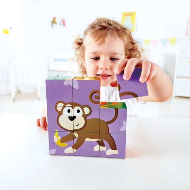 Hape Happy Puzzles Ξύλινο Παζλ Κύβοι Ζωάκια Ζούγκλας-9Τμχ (E1619A) - φωτογραφία 5