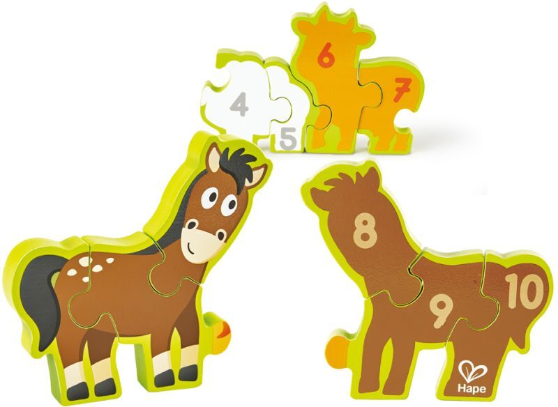 Hape Happy Puzzles Ξύλινο Παζλ Αριθμοί & Ζωάκια Φάρμας-10Τμχ (E1628) φωτογραφία