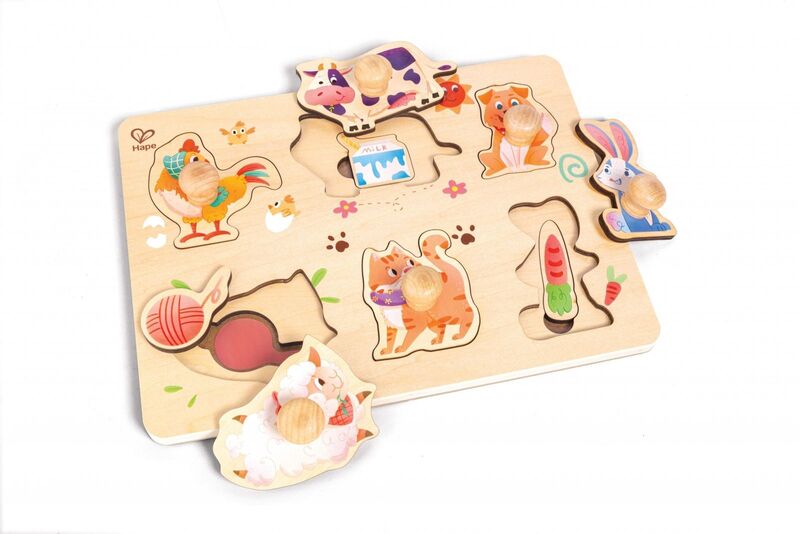 Hape Happy Puzzles Ξύλινο Παζλ Ζωάκια Φάρμας (E1655)