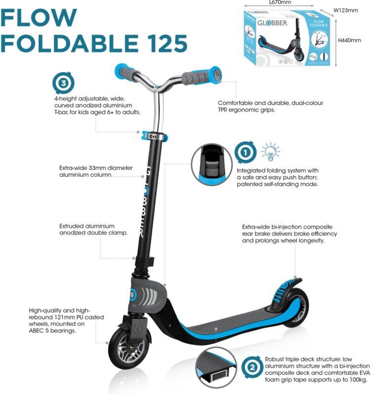 Globber Πατίνι Foldable Flow 125 Black-Red (473-102) φωτογραφία