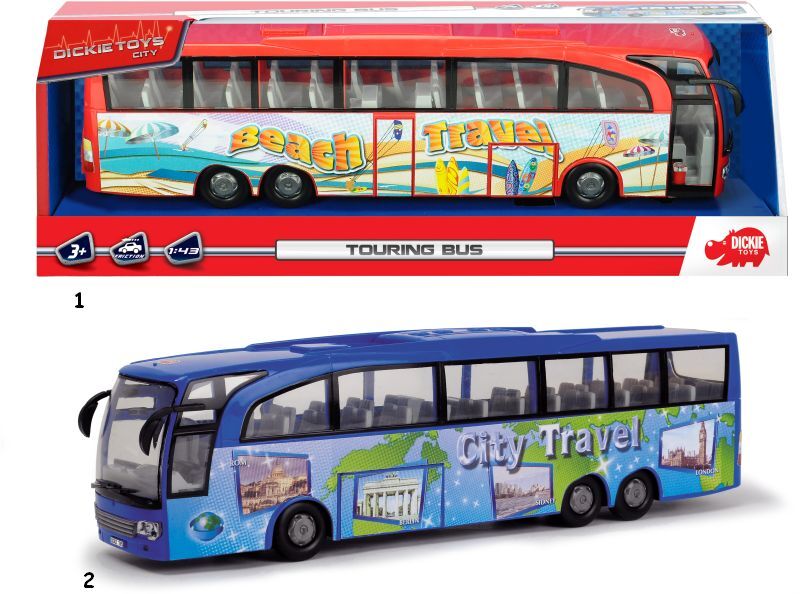 Dickie Όχημα F/P Λεωφορείο-Touring Bus 1:43- 2 Σχέδια (203745005)