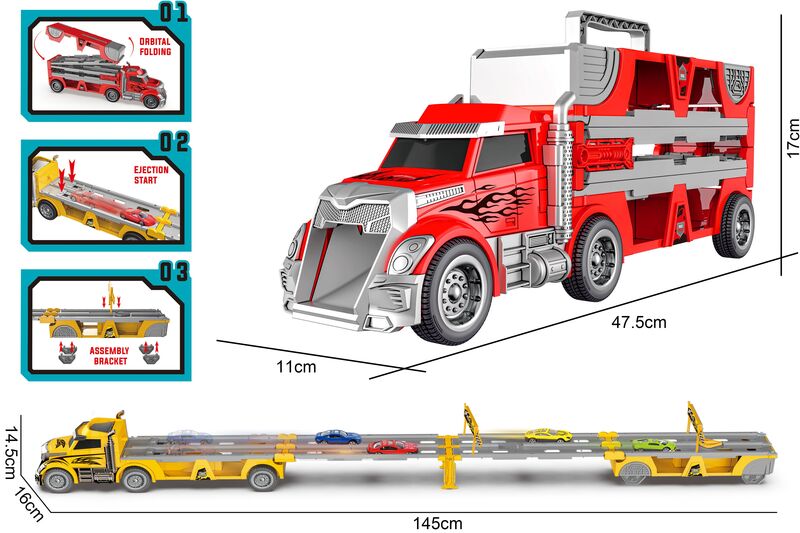 BW Μεταφορέας Folding Track Trailer & Φορτηγό+6 Αυτοκίνητα (LH816) - φωτογραφία 3