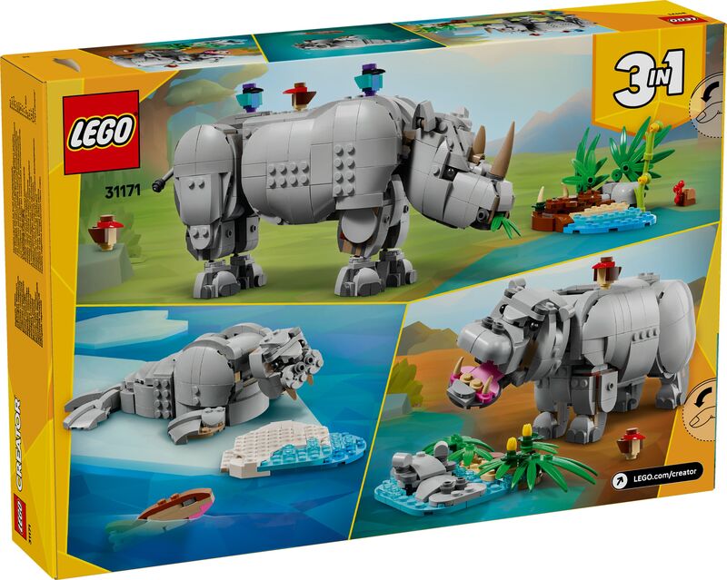 LEGO Creator 3in1 Wild Animals: Majestic Rhino With Birds (31171) φωτογραφία