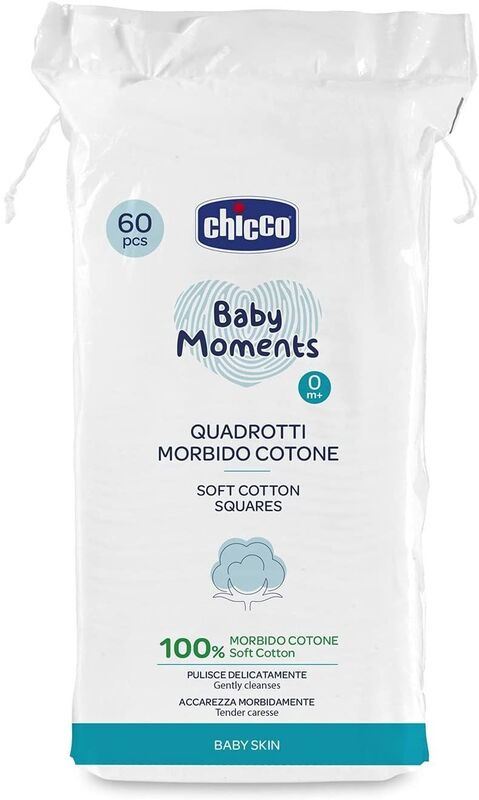 Chicco Μαντηλάκια Από Μαλακό Βαμβάκι New Baby Moments 60Τμχ (L60-10609-00)