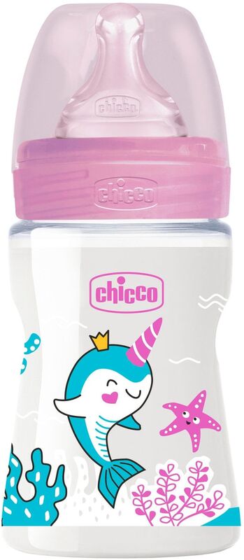 Chicco Μπιμπερό Πλαστικό Well Being Ροζ 150ml Θηλή Σιλικόνης 0M+ (A60-28611-10) 587801061110