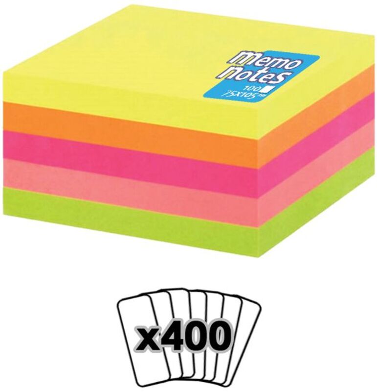 Κύβος 7,6x7,6cm Memo Notes 4 Fluo Χρώματα 400 Φύλλα (Σ33210)