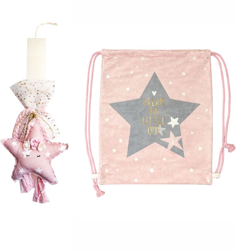 Λαμπάδα Με Σακίδιο Πλάτης Αστέρι Ροζ (ΠΛ073)