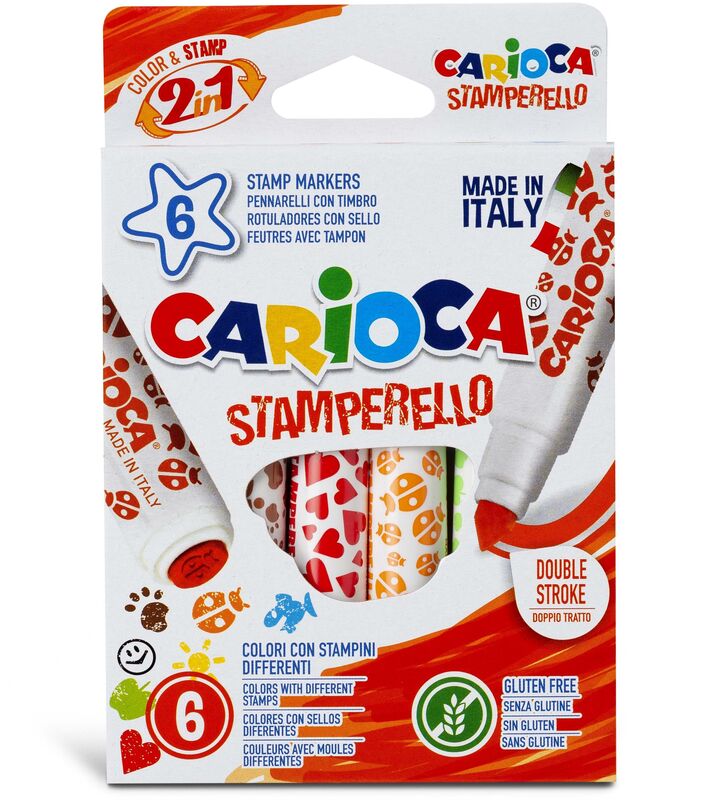 Carioca 6 Μαρκαδόροι Jumbo & Σφραγίδα (42279)