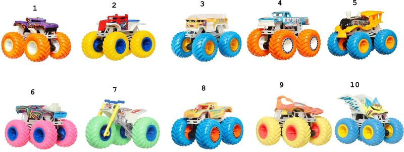 Hot Wheels Monster Trucks Glow-In-The-Dark-10 Σχέδια (JFX08) φωτογραφία