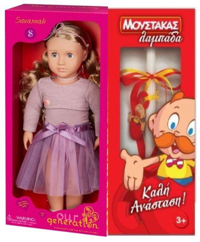 Λαμπάδα Our Generation Κούκλα Savannah With Two-Tone Purple Ballet Tutu (BD31316Z)