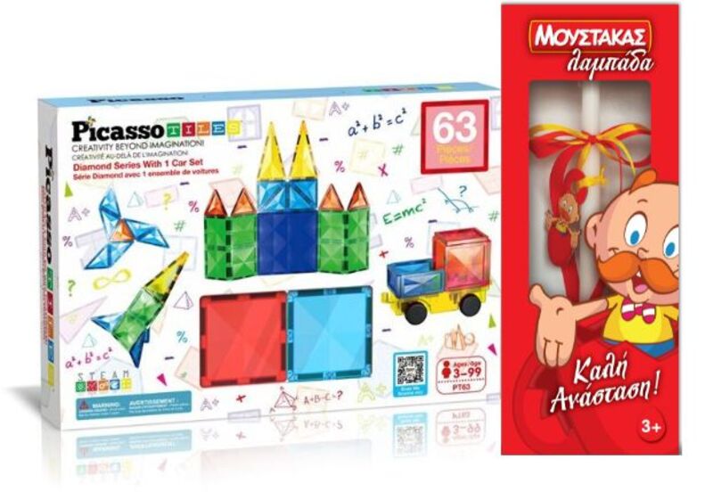 Λαμπάδα Picasso Tiles Series With Car Set 63Τμχ (PT63)