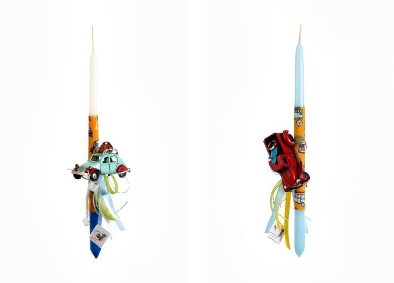 Χειροποίητη Πασχαλινή Λαμπάδα Μεταλλικό Αυτοκίνητο-2 Σχέδια (293850)