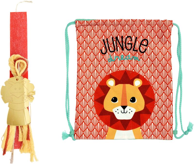 Λύχνος Λαμπάδα Με Σακίδιο Πλάτης Λιοντάρι-2 Σχέδια (ΠΛ038)