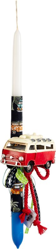 Χειροποίητη Πασχαλινή Λαμπάδα Πουλμανάκι Μεταλλικό-3 Σχέδια (293851)