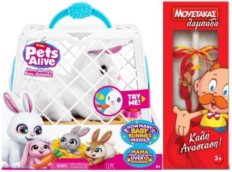 Λαμπάδα Zuru Λούτρινο Pets Alive Mama Bunny & Baby (9554)