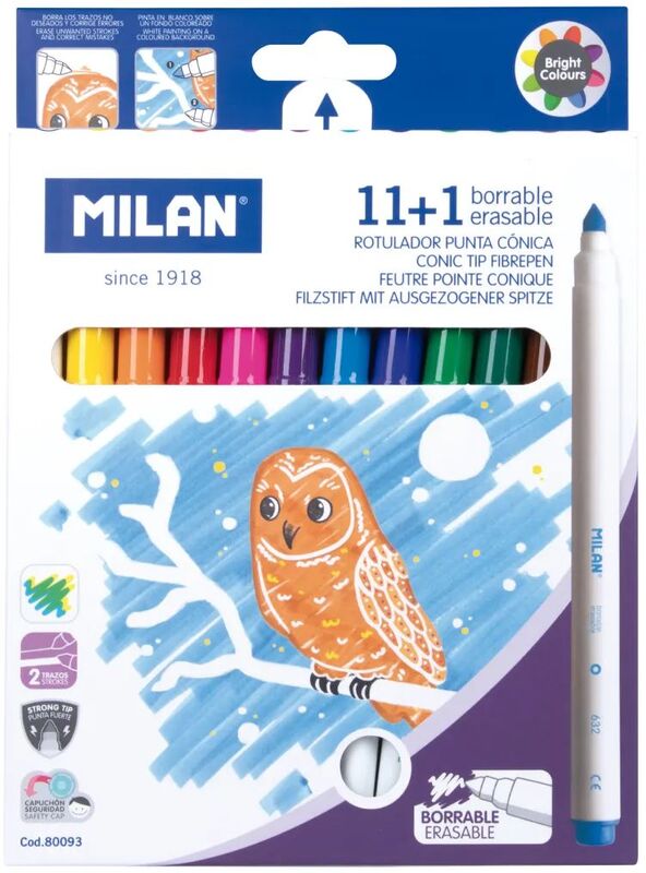 Milan Μαρκαδόροι & Μαρκαδόρος Erasable 11+1Τμχ (325-00352-80093)