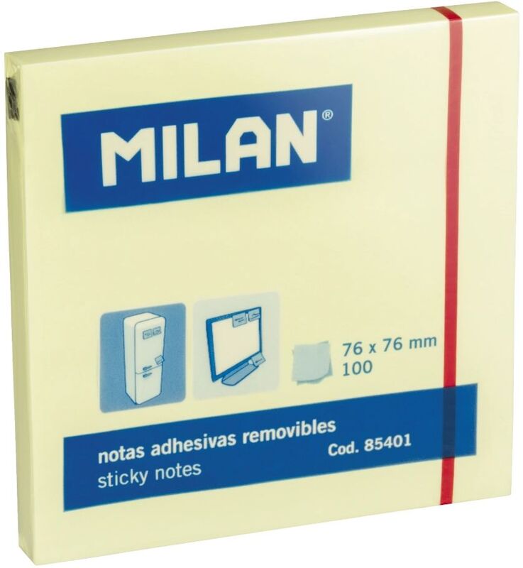 Milan Αυτοκόλλητα Χαρτάκια Σημειώσεων 76x76mm Κίτρινο (325-01098-85401)