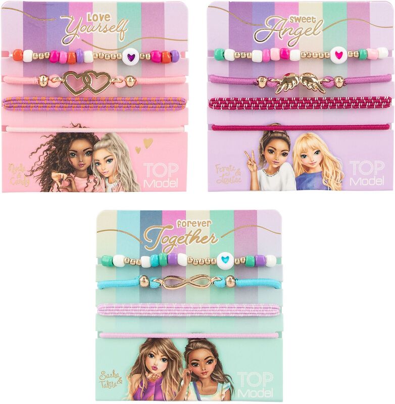 Top Model Σετ Κοκκαλάκι Μαλλιών & Βραχιόλι-3 Σχέδια-1Τμχ (D12659)