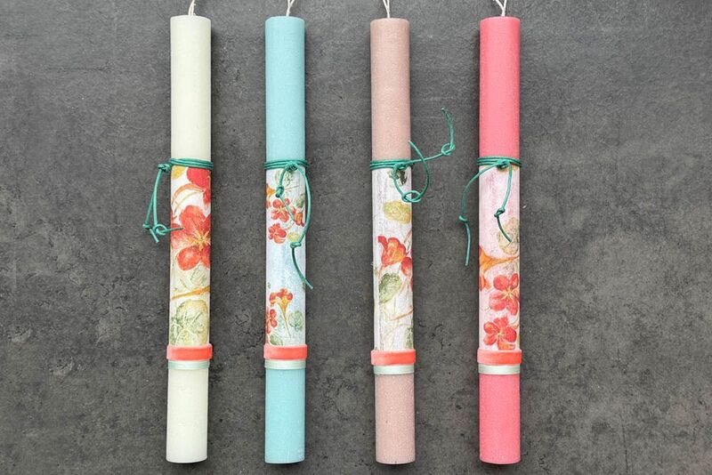 Λαμπάδα Ντεκουπάζ Λουλούδια Κόκκινα-4 Σχέδια (961-184-0108)