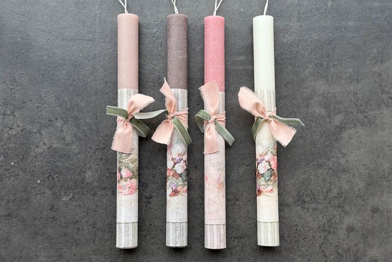 Λαμπάδα Ντεκουπάζ Λουλούδια-4 Σχέδια (961-184-0110)