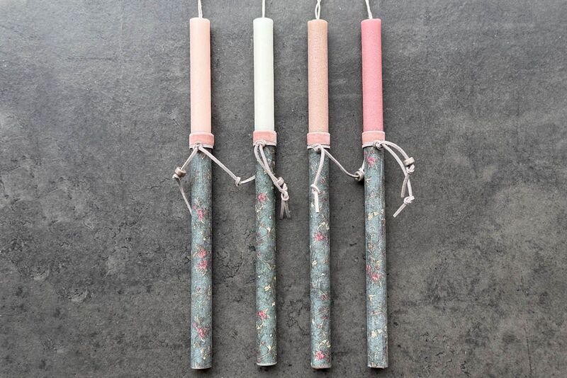 Λαμπάδα Ντεκουπάζ Floral Λαδί-Φούξια-4 Σχέδια (921-184-0111)