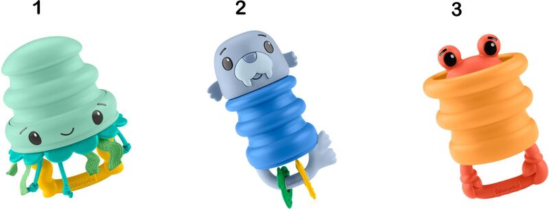 Fisher Price Κουδουνίστρες Ζωάκια Ωκεανού-3 Σχέδια (JHB54) - φωτογραφία 2
