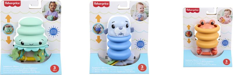 Fisher Price Κουδουνίστρες Ζωάκια Ωκεανού-3 Σχέδια (JHB54) - φωτογραφία 3