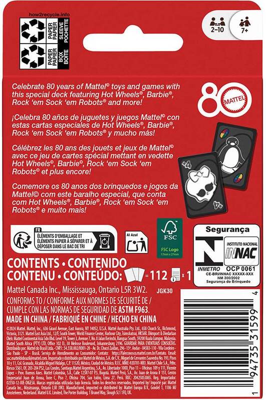 Mattel Επιτραπέζιο Παιχνίδι Uno Κάρτες 80 Χρόνια - JGK30 - φωτογραφία 6