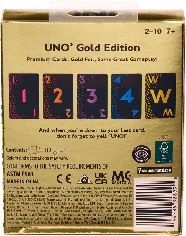 Mattel Επιτραπέζιο Παιχνίδι Uno Gold Premium - JHB35 - φωτογραφία 6