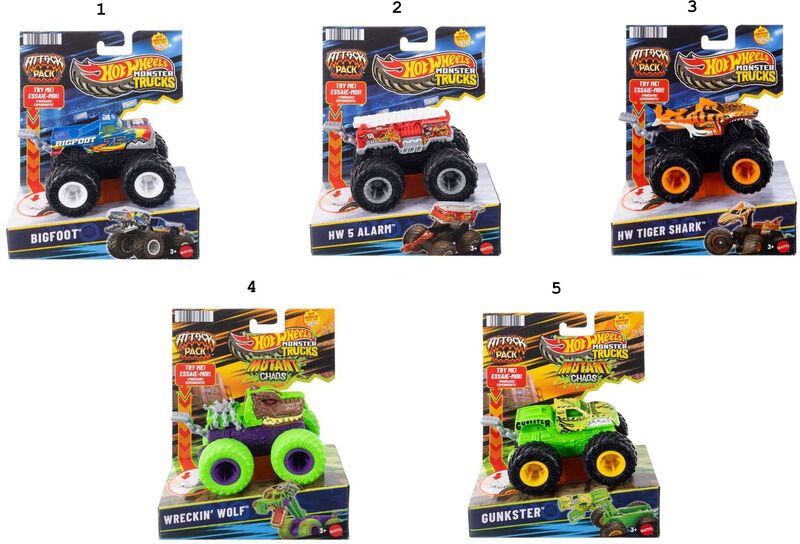 Hot Wheels Monster Trucks Οχήματα-Attack Pack-5 Σχέδια (JMK92) - φωτογραφία 2