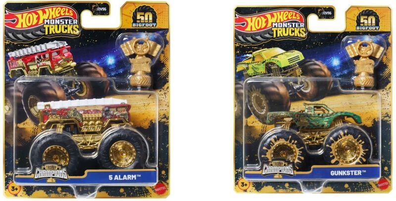 Hot Wheels Monster Trucks Οχήματα Bigfoot Throphy Champions-2 Σχέδια (JDV96) - φωτογραφία 3