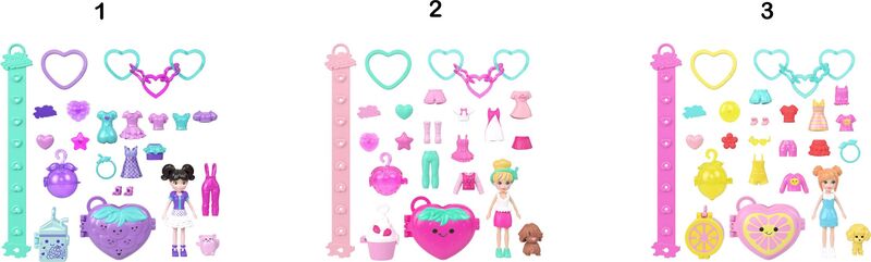 Polly Pocket Polly Κούκλα Με Αξεσουάρ & Μπρελόκ Μεγάλο Pack-3 Σχέδια (JKR51) - φωτογραφία 2