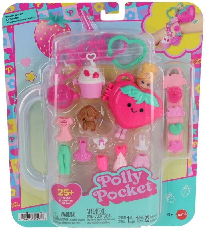 Polly Pocket Polly Κούκλα Με Αξεσουάρ & Μπρελόκ Μεγάλο Pack-3 Σχέδια (JKR51) - φωτογραφία 3