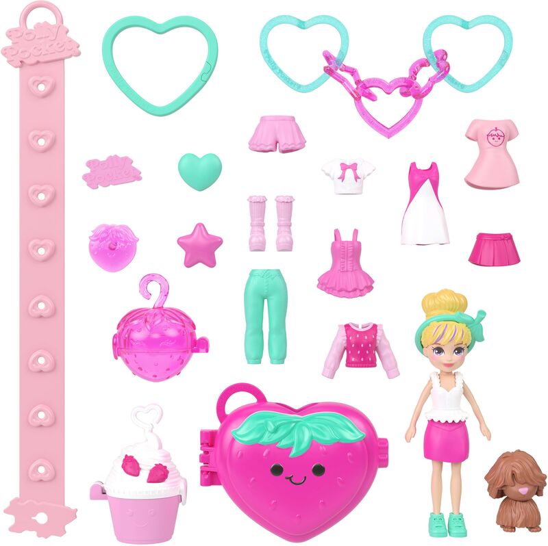 Polly Pocket Polly Κούκλα Με Αξεσουάρ & Μπρελόκ Μεγάλο Pack-3 Σχέδια (JKR51) - φωτογραφία 4