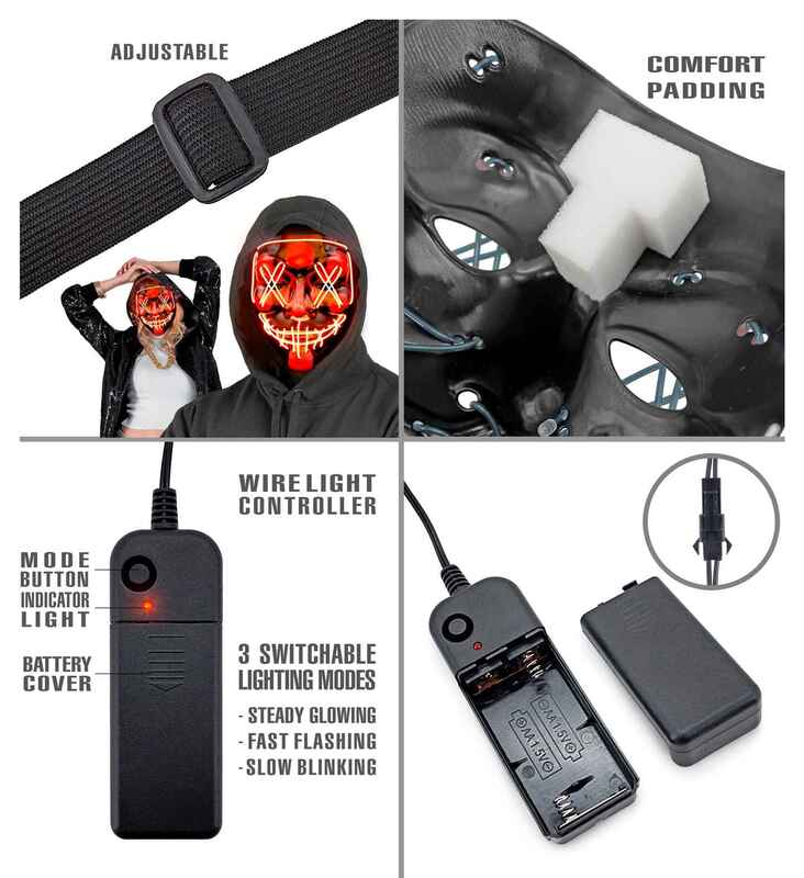 WM Μάσκα Red Led Scary (30330) - φωτογραφία 3
