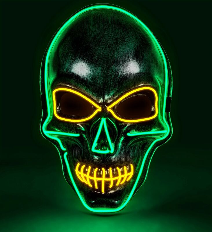 WM Μάσκα Colored Led Νεκροκεφαλή Ασημί (30334) - φωτογραφία 3