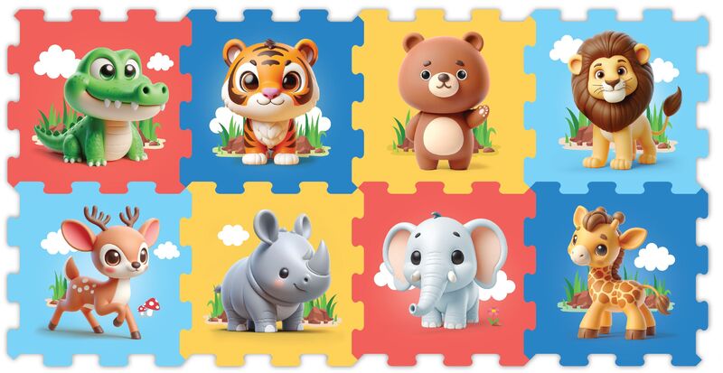 Sun Ta Sun Ta Παζλ Πατάκι Δαπέδου 8 Τμχ-Ζωάκια (3411)