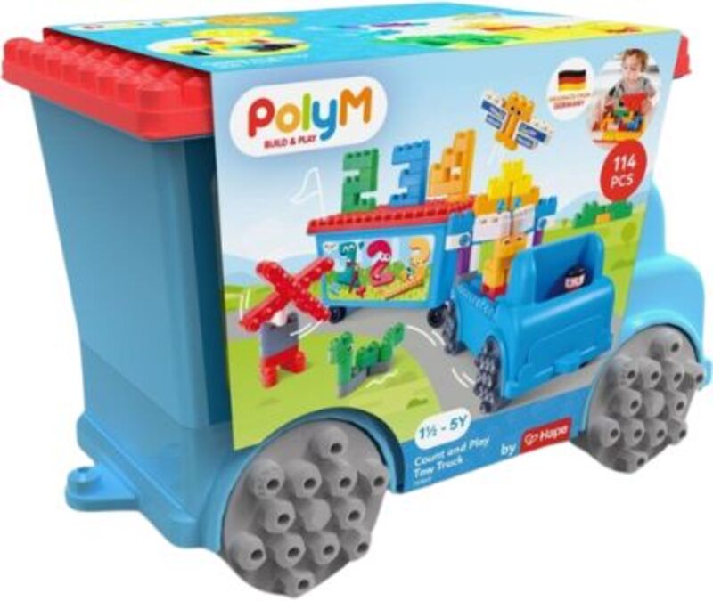 Hape PolyM Σετ Κατασκευών Παίζω & Μετράω Tow Truck 114Τμχ (761802)