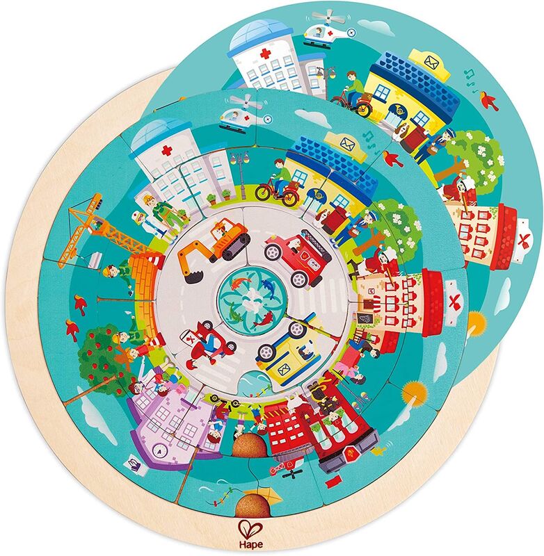 Hape Happy Puzzles Ξύλινο Παζλ Jobs Roundabout Puzzle (E1624) - φωτογραφία 3