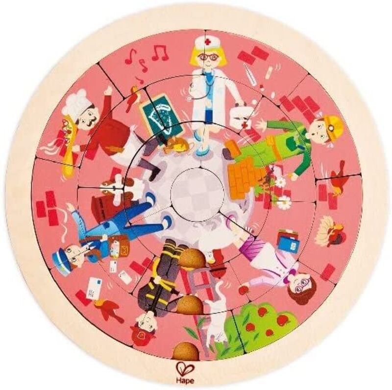 Hape Happy Puzzles Ξύλινο Παζλ Jobs Roundabout Puzzle (E1624) - φωτογραφία 4