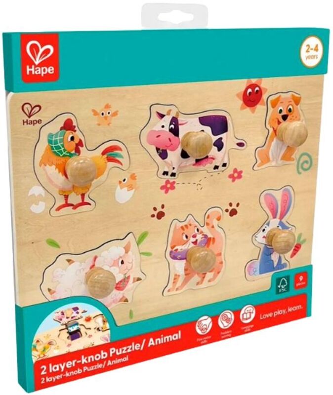 Hape Happy Puzzles Ξύλινο Παζλ Ζωάκια Φάρμας (E1655) φωτογραφία