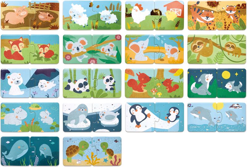Hape Happy Puzzles Ξύλινο Παζλ Ζωάκια Mum & Baby (E1664A) - φωτογραφία 2